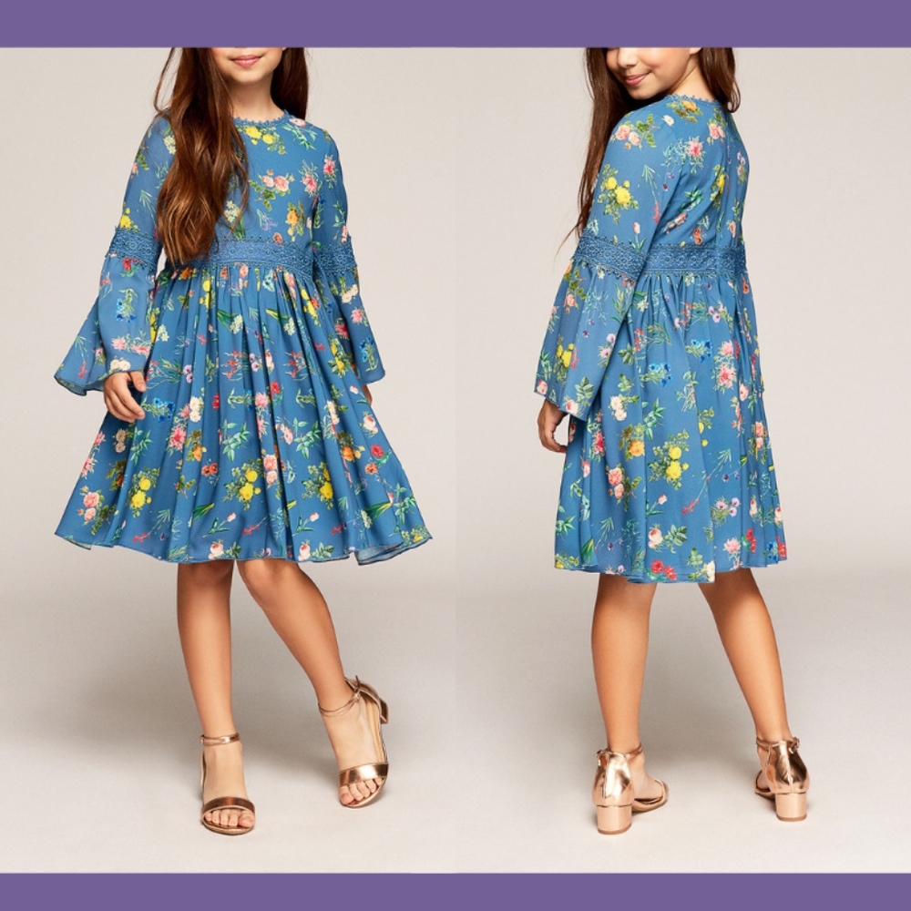 NEW Tadashi Shoji Kids‎ Blueberry Floral Dress 10
